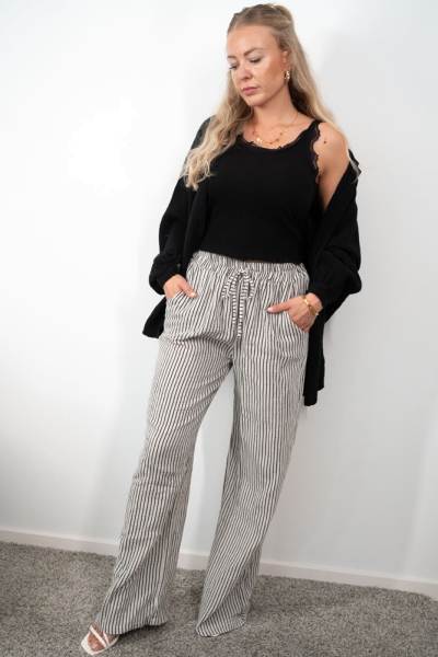 Musselinhose Ellie Streifen beige-schwarz