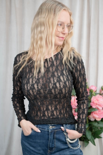 Spitzenshirt Soft Arabella schwarz