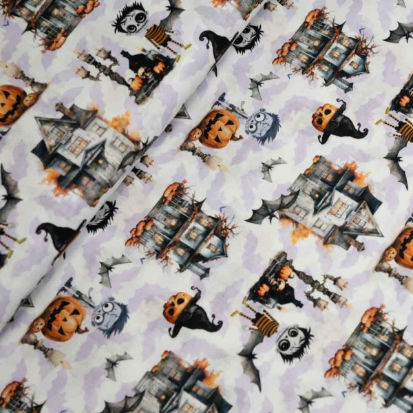 Bio Baumwollwebware Halloween flieder