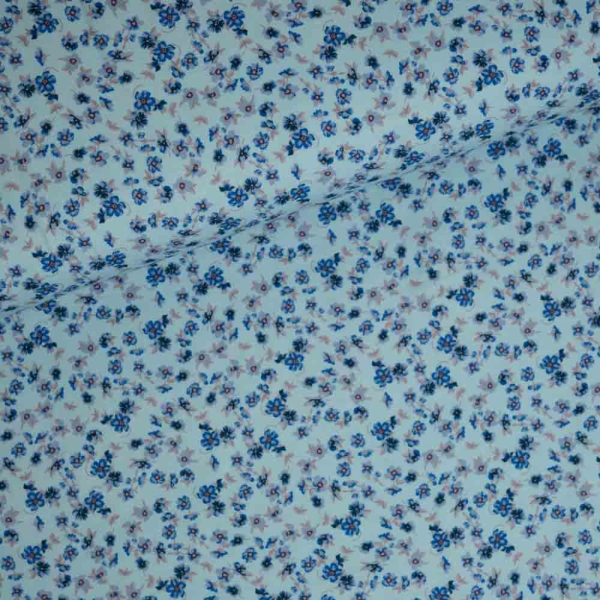 Baumwolljersey kleine Blümchen blau