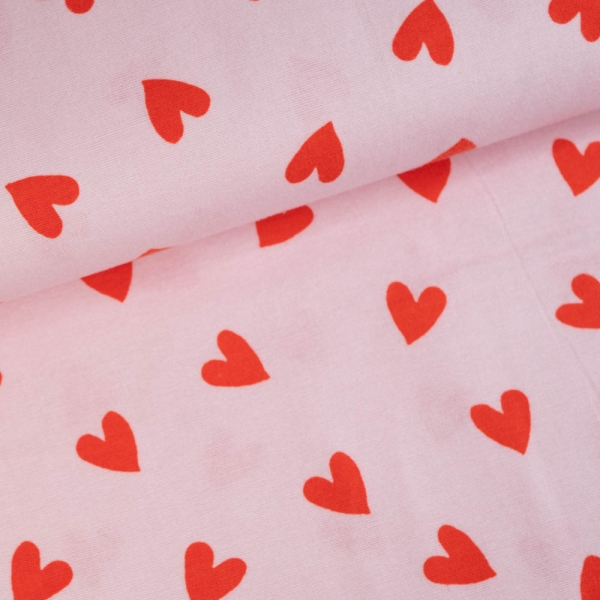 Flanell Baumwolle Herzen rosa