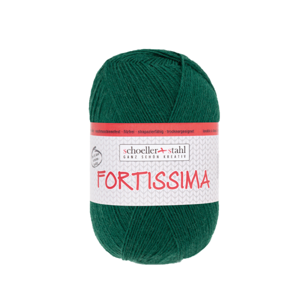 Fortissima 100gr Sockenwolle 4-fädig dunkelgrün