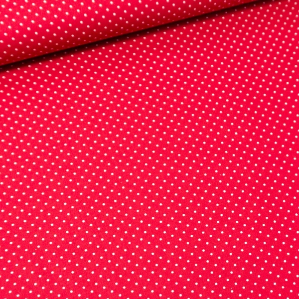 Edle Baumwollwebware Popeline Kleine Punkte rot
