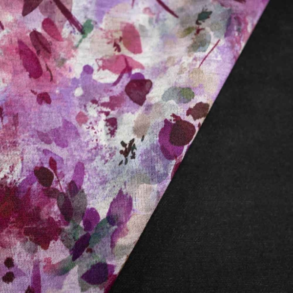 Jacquard Jersey Blumen beere