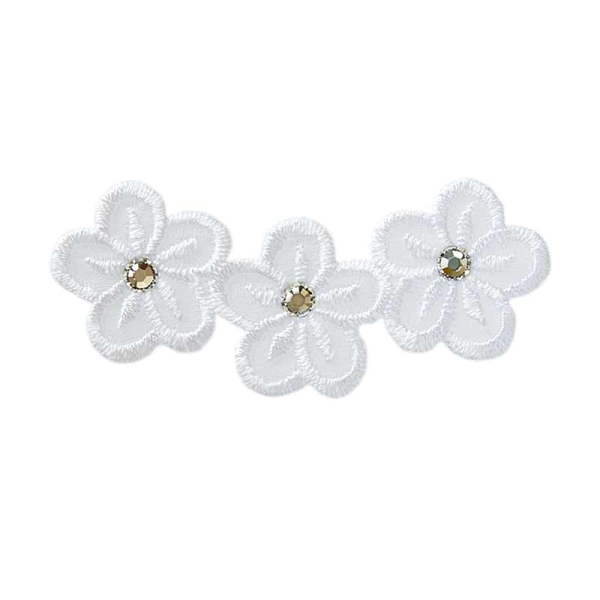 Applikation Blumen weiß mit Strass