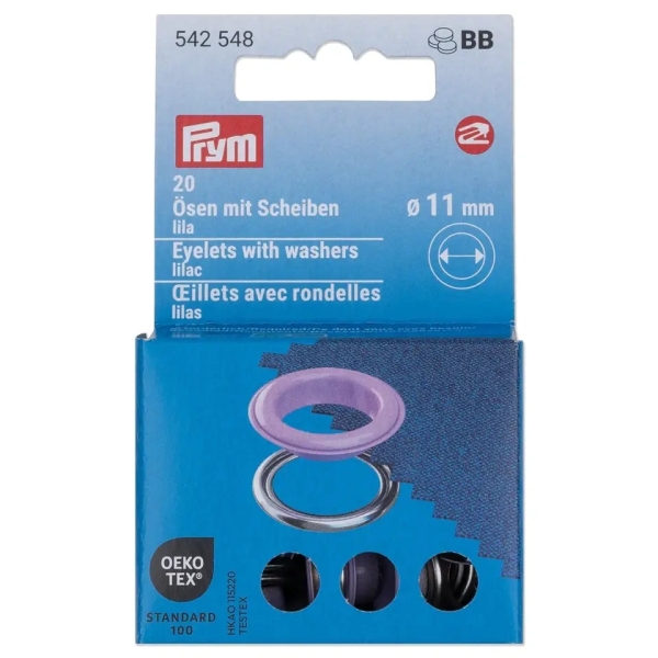 Prym Ösen mit Scheiben 11mm lila