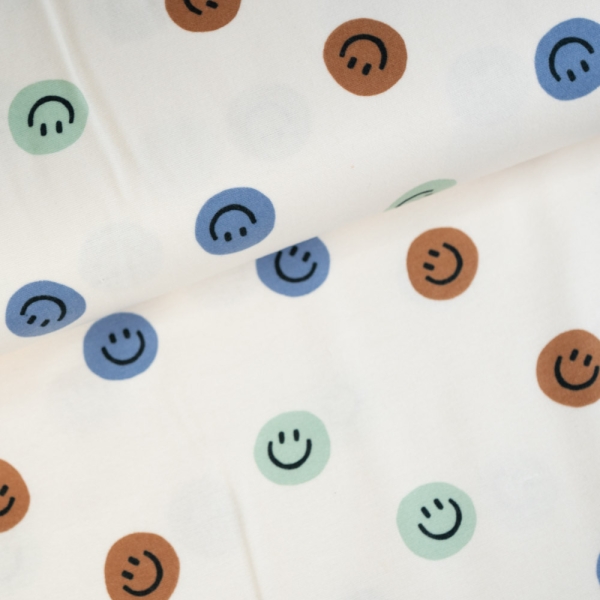 Flanell Baumwolle Smileys jeansblau