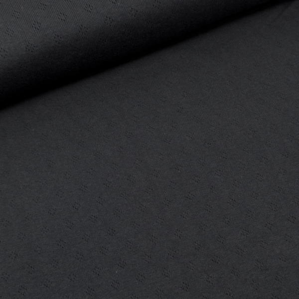 Baumwoll Lochstrick Jersey schwarz
