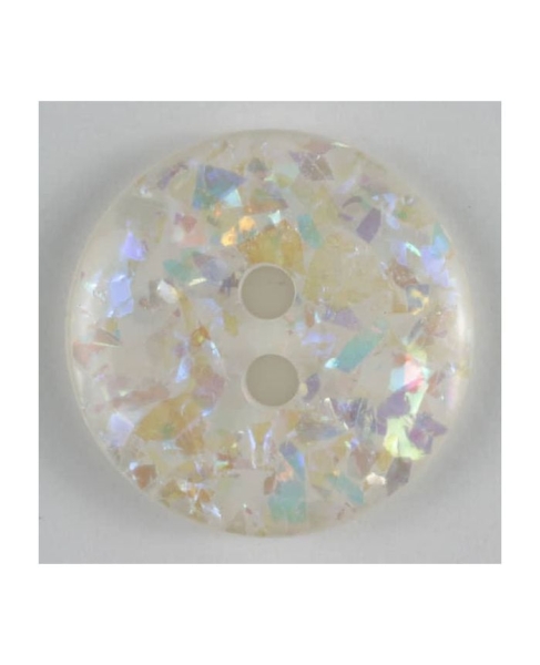 Glitzerknopf rund 14mm weiß