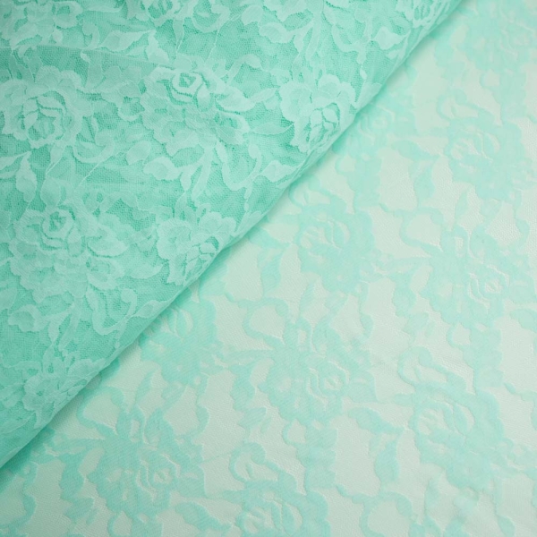 Italienische Spitze STRETCH Rosen mint