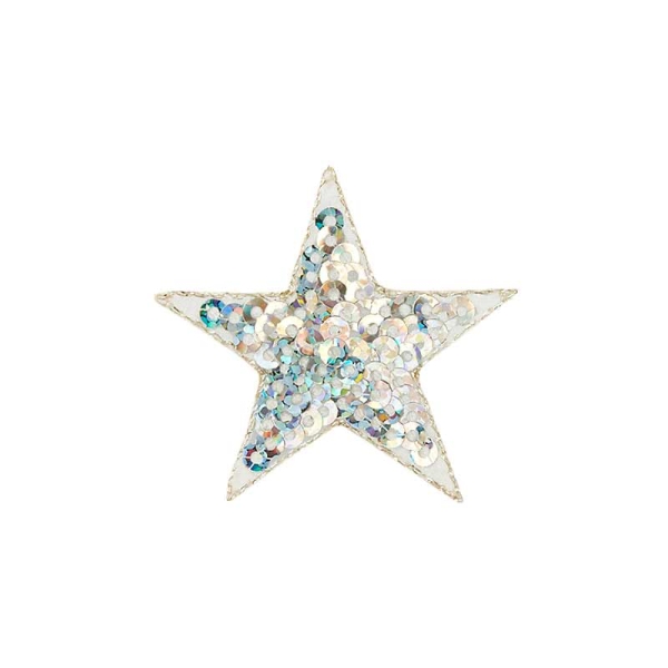 Applikation Stern Pailletten silber