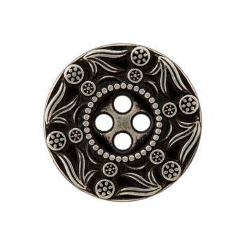 Prym Metallknopf verziert Blüten 20mm schwarz