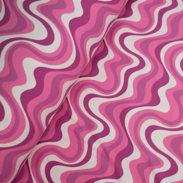 Baumwolljersey Retro Waves rosa