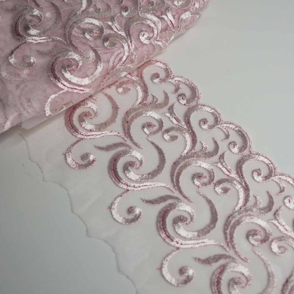 Spitzenborte Swirl 14cm rosa