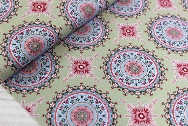 Gütermann MARRAKESCH Große Ornamente lindgrün-blau Öko Tex 100