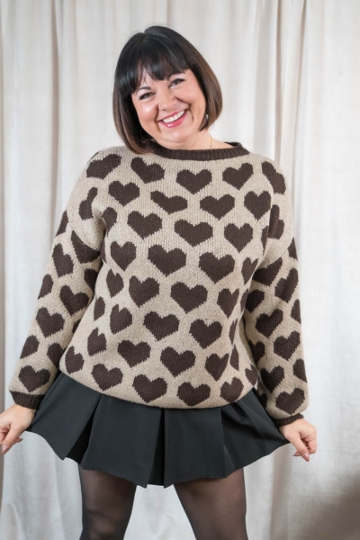 Strick Pullover Herzen Valentina beige