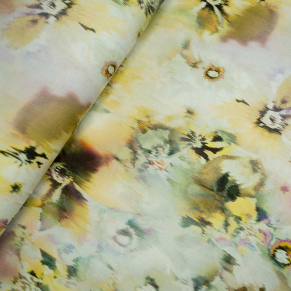 Viskosejersey Brushstripe Flower khaki