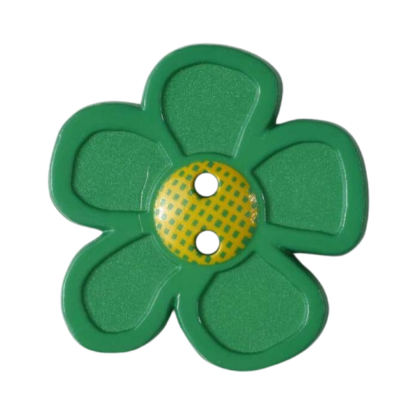 Kinderknopf Blume grün 28mm