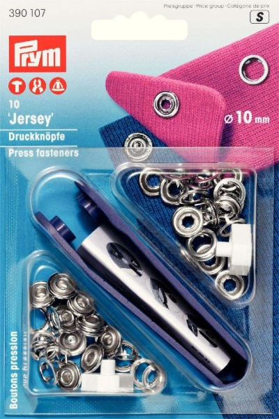 Prym Jersey Druckknöpfe silber-silber 10 mm inkl. Lochwerkzeug