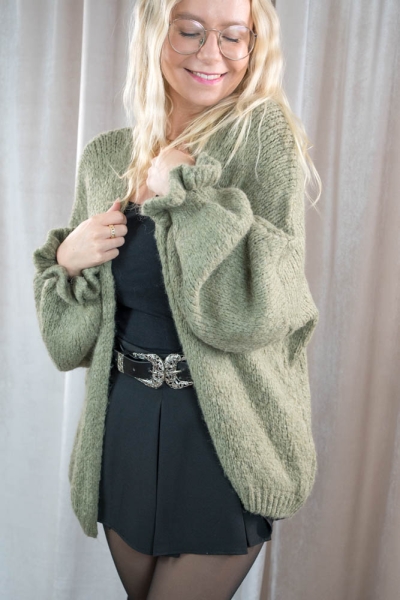 Cardigan mit Rüschenärmel SOFT khaki