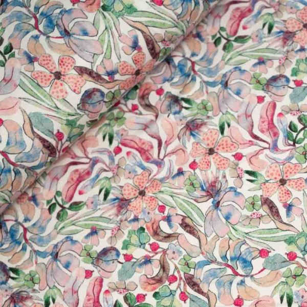 Bamboo Jersey kleine Blumen rosa