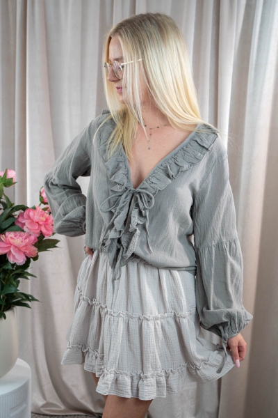 Baumwollbluse Ilaria taupe