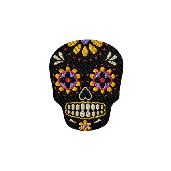 Applikation Totenkopf schwarz/gelb