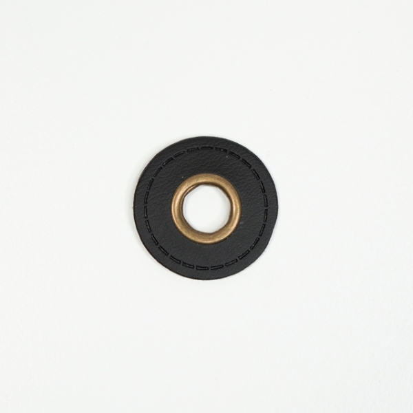 Kunstleder-Ösen Patches Rund 8mm schwarz