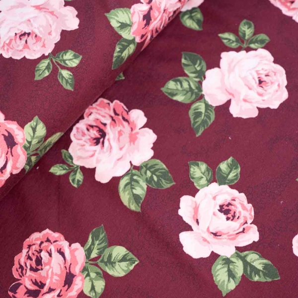 French Terry Sweat Vintage Rosen bordeaux