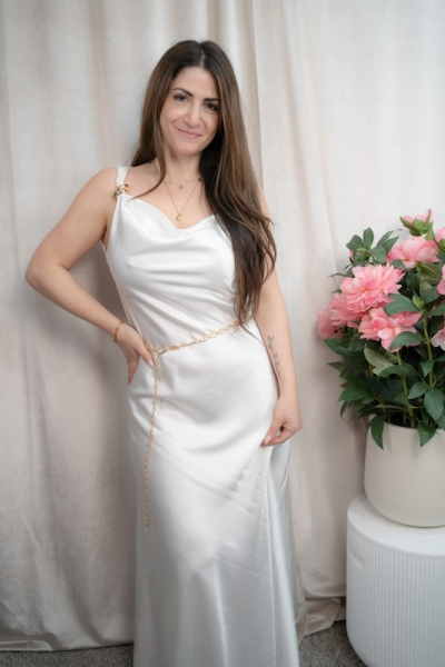 Satinkleid Maxikleid Victoria ivory