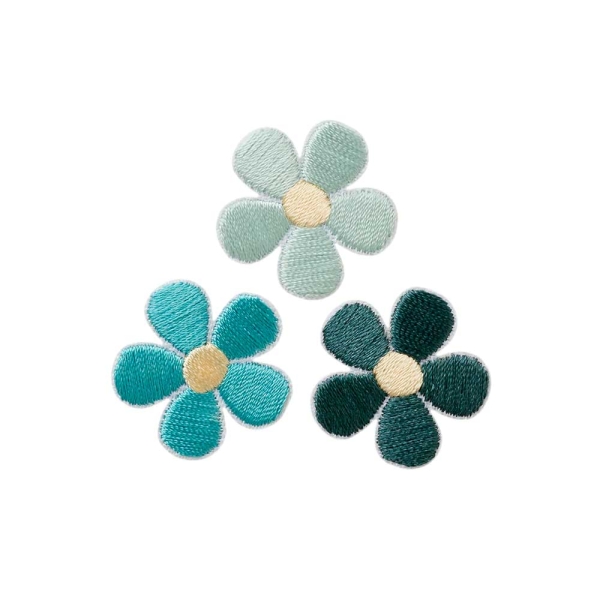 Applikation Blumen türkis Set