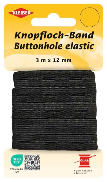 Kleiber Knopfloch-Elastic 12mm schwarz