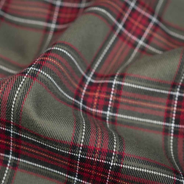 Twill Wool Touch Glenchecks khaki-bordeaux