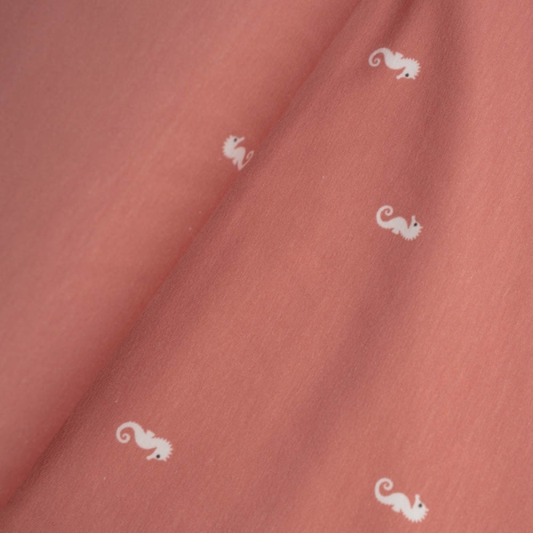 Baumwolljersey Kleines Seepferd coral
