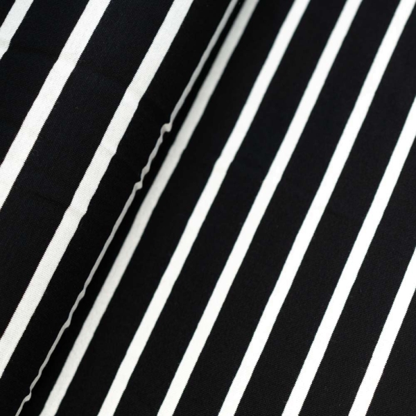 Viskosejersey Blockstreifen schwarz-weiß
