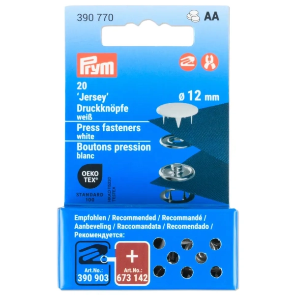 Prym NF Druckknöpfe Jersey 12mm weiß