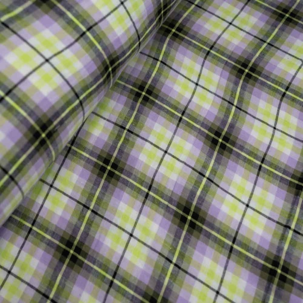 Musselin Double Gauze Karos flieder