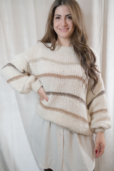 Strick Pullover SOFT Streifen natur