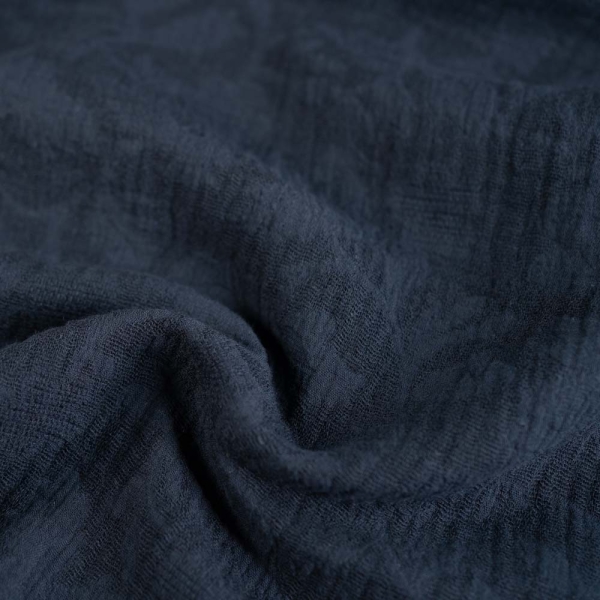 Baumwolle Leinen Blumen dark navy