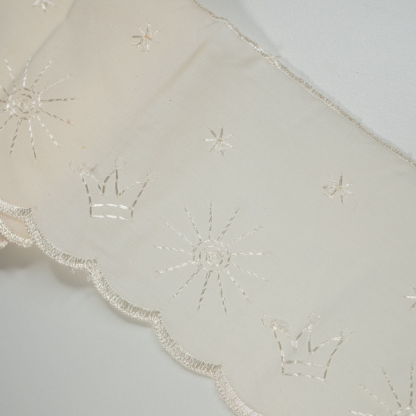 Bestickte Spitzenborte Sonne 9cm ecru