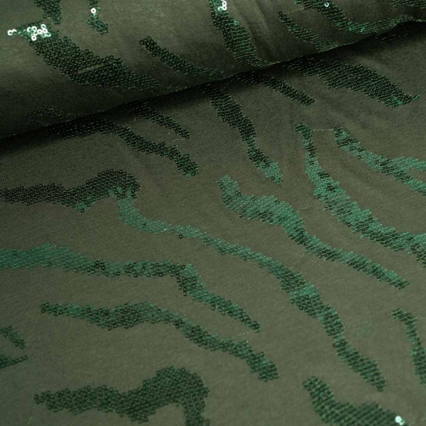 Viskosejersey Pailletten khaki