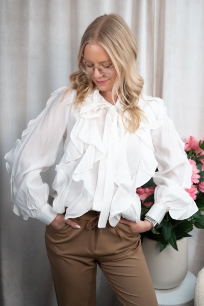 Volant Bluse Liana weiß
