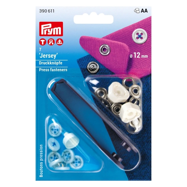 Prym Nähfrei-Druckknopf "Jersey" Annähoptik 12mm blau