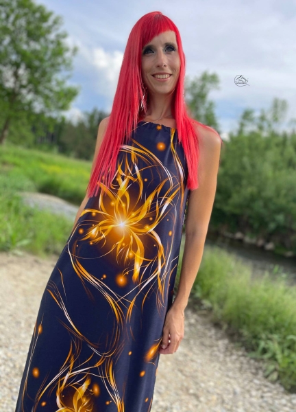 Bio-Baumwolljersey Flames navy-terra