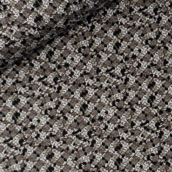 Baumwollwebware Popeline Tiny Blossoms braun