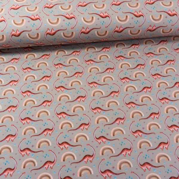 Baumwolljersey Digital Dinos beige