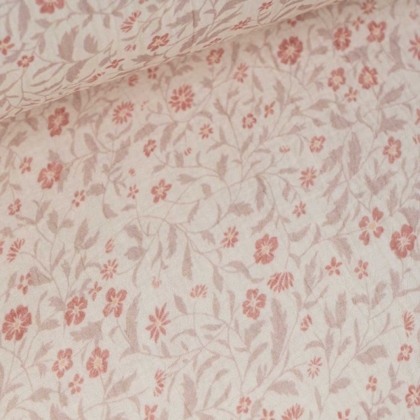 Musselin Double Gauze 250cm Überbreite Blumenranke altrosa