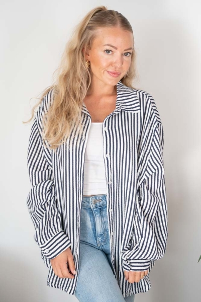 Musselinbluse Fiona Streifen navy