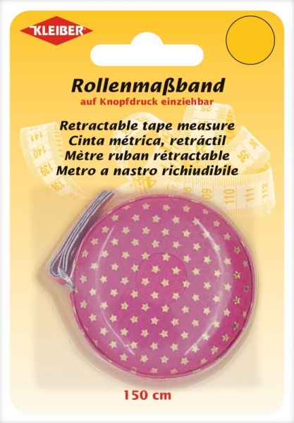 Kleiber Rollenmaßband 150cm Sterne pink
