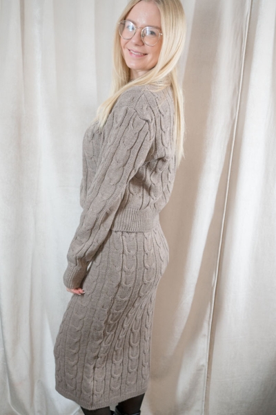 Zopfstrick Rock midi Nele taupe